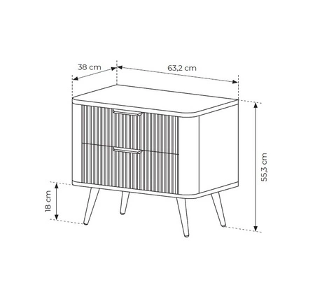 Lante Nachttisch beige stilvolle Schrank mit Schubladen ideal für Schlafzimmer in Glamour und skandinavischen Stil ursprüngliche Form der festen