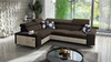 Ecksofa mit Schlaffunktion Flavio II braun/beige links bequemes Ecksofabett offene Bar an der Seite des Möbels