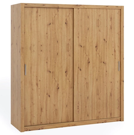 Rico 200 cm Schiebeschrank Eiche artisan Geräumiger Kleiderschrank für Schlafzimmer, Ankleidezimmer oder Flur klassische Form mit geometrischen Formen