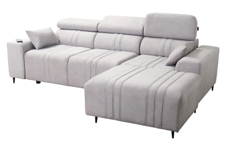 Ecksofa mit Schlaffunktion Castel grau Esche rechte Ecke komfortables und stilvolles Schlafsofa mit Bettzeugcontainer