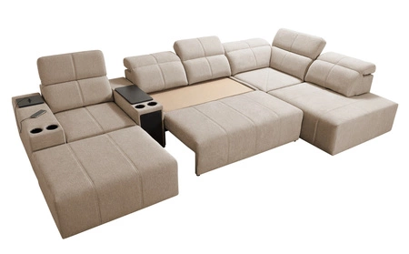 Ecksofa mit Schlaffunktion Tesalia V grün links komfortables Ecksofa mit Schublade und Schiebefunktion der Rückenlehne