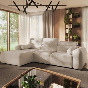 Ecksofa mit Schlaffunktion Cantare beige links funktionelles und bequemes Ecksofa mit modernem Design Plüschstoff