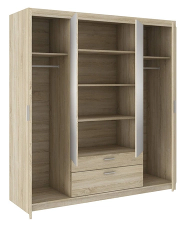 Rene Kleiderschrank 176 cm hell sonoma Eiche modernes Design stilvolle silberne Griffe