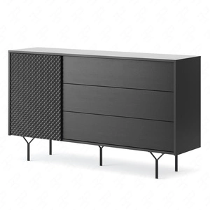 Kommode Adamant 144 cm schwarz graphit modernes Design Originalmöbel mit gefräster Front geräumiges Schubladensystem