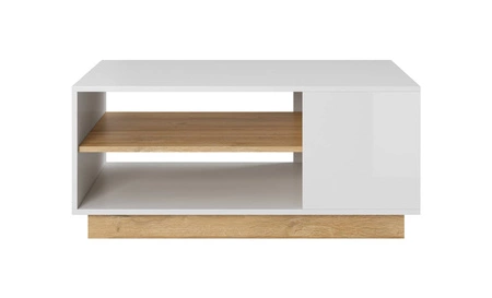 Couchtisch Adria weiß glänzend / Eiche Enkel Couchtisch mit Ablageflächen modernes Design matte Platte auslaufsicher