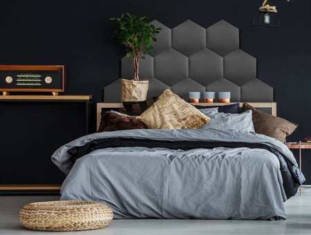 Polsterpaneel Hexagon 40x35 cm graphit stilvolles Wandpaneel Veloursstoff modische Dekoration eines jeden Interieurs