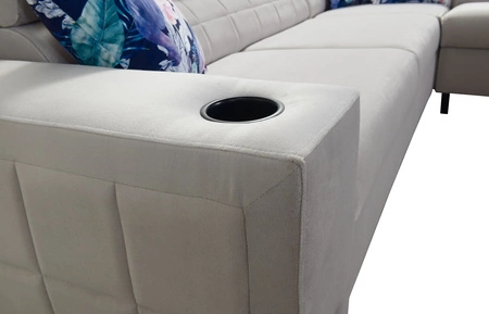 Ecksofa mit Schlaffunktion Belvi IV grau rechts elegantes und stilvolles Ecksofa für das Wohnzimmer praktischer Stauraum an der Seite