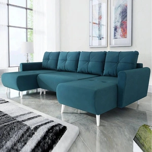 Ecksofa mit Schlaffunktion Felicie U türkis stilvolles und elegantes Ecksofa das sich in skandinavische Stilrichtungen einfügt