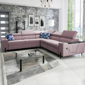 Ecksofa mit Schlaffunktion Belvi IV heather right elegantes und stilvolles Ecksofa für das Wohnzimmer praktischer Stauraum an der Seite