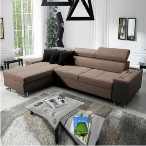 Ecksofa mit Schlaffunktion Dafni Hellbraun linksseitig geflochten bietet Komfort und Funktionalität während der täglichen Erholung