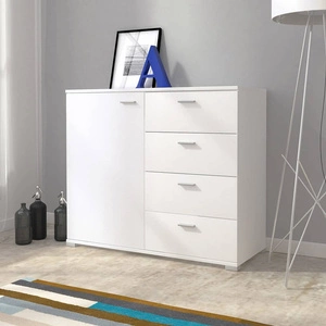 Kommode Sand 100 cm weiß modernes Möbeldesign Kommodenkanten mit speziellem ABS-Furnier verarbeitet