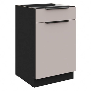 Stehender Küchenschrank mit Schublade und Regal Tarraco 50 D 1F 1S BB Metallkantengriffe feuchtigkeits- und beschädigungsbeständiger Schrank