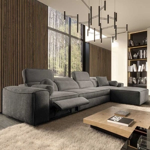 Ecksofa mit Schlaffunktion Viano XII Lux grau rechtsseitiges Designer-Ecksofa für das Wohnzimmer mit komfortablem ausziehbarem Fußteil