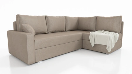 Ecksofa mit Schlaffunktion Nofi dunkelbeige rechts Seite modernes Design schlichter und stilvoller Korpus, der sich in jede Inneneinrichtung einfügt
