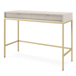 Lovro Konsole beige mit Schubladen ein stilvolles und funktionelles Möbelstück für den Flur, das Wohnzimmer oder das Büro, goldfarbener Rahmen