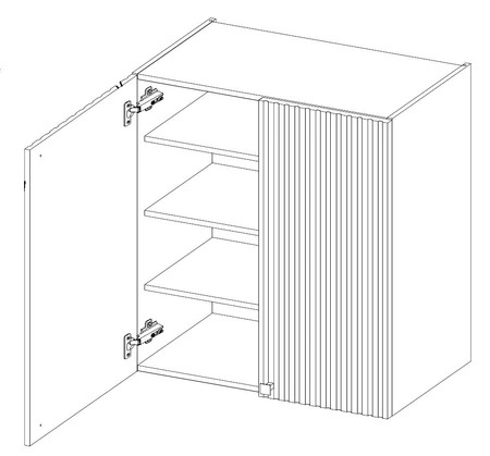 Chevron Küchenwandschrank 80 G-90 2F Front mit dekorativem Fischgrätdekor feuchtigkeits- und beschädigungsbeständiger Schrank