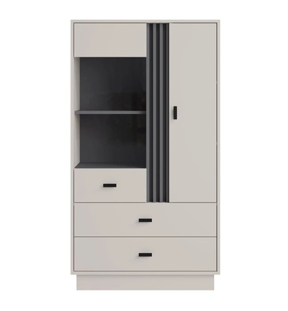 Bücherregal Estan 80 cm beige/anthrazit modernes Möbeldesign hochwertige Verarbeitung Bücherregalkante mit Spezialfurnier verarbeitet 
