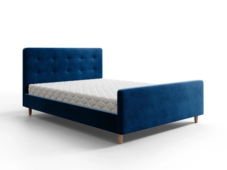 Polsterbett Isara 160x200 marineblau mit Stauraum im modernen skandinavischen Stil mit einem markanten Kopf- und Fußteil