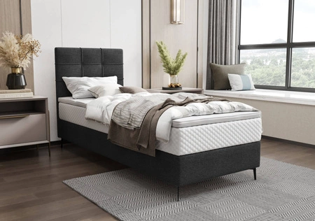 Boxspringbett Irvine 90x200 schwarz Stilvolles Bett mit Bettzeugablage und hohem Kopfteil besticht durch sein elegantes Design