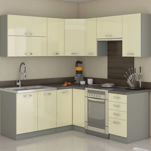 Eck-Küchenmöbel-Set Karmen 170x190 cm glänzende Fronten einzigartiger Stil der Schränke wird das Innere jeder Küche passen