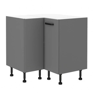 Verdi Eckküchenschrank 90x90 DN 1F BB feuchtigkeits- und beschädigungsbeständiger Schrank schwarze Metallgriffe