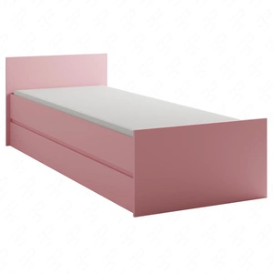 Bett Simple 80x200 cm puderrosa bequemes und praktisches Bett für Mädchenzimmer mit hohem Kopfteil