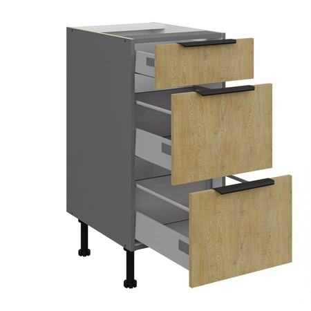 Küchenmöbel Set Corsico 260 cm elegante Küchenschränke in trendigen und natürlichen Farben Metallkantengriffe