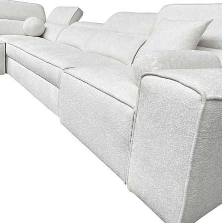 Ecksofa mit Schlaffunktion Viano XI grün linksdrehend modisches und stilvolles Ecksofa mit verstellbaren Kopfstützen Zierkissen