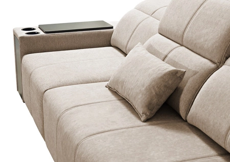 Ecksofa mit Schlaffunktion Tesalia XII grün rechte Seite modernes Design komfortable Schiebelehne Schublade in der Seite des Möbels