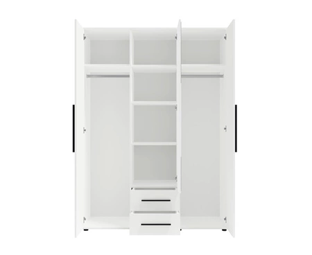 Spiegelschrank Maxione 150 cm weiß funktionaler Kleiderschrank für Schlafzimmer Jugendzimmer oder Flur mit Schubladen angereichert