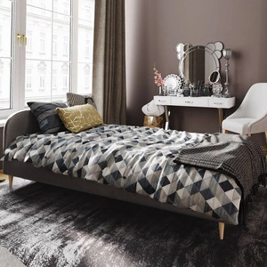 Ivrea 90x200 grau gepolstertes Bett mit modernem Kopfteil ideal für ein Jugendzimmer oder kleines Schlafzimmer