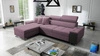 Ecksofa mit Schlaffunktion Dafni Flieder linksseitig aus Samt bietet Komfort und Funktionalität während der täglichen Erholung