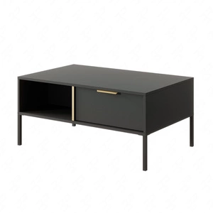 Goldener anthrazitfarbener Couchtisch mit Schubladen modernes Design auslaufsichere Platte ideal für Glamour-Interieurs
