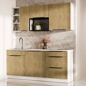 Küchenmöbel Set Cremona 180 cm elegante Küchenschränke in dezenten und natürlichen Farben ideales Set für eine kleine Küche