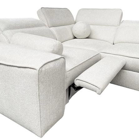 Ecksofa mit Schlaffunktion Viano IV Lux grau Esche rechts Ecksofa mit ausziehbarem Fußteil großer Stauraum für Bettzeug