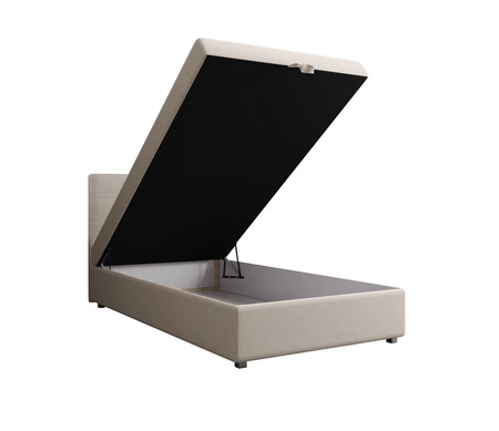 Boxspringbett Flint 90x200 beige im modernen skandinavischen Stil mit gepolstertem Kopfteil Bett mit Staukasten