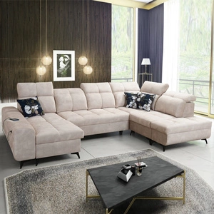 Buffalo VI Ecksofa mit Schlaffunktion beige links Funktionelles und stilvolles Ecksofa mit drei Bettkästen