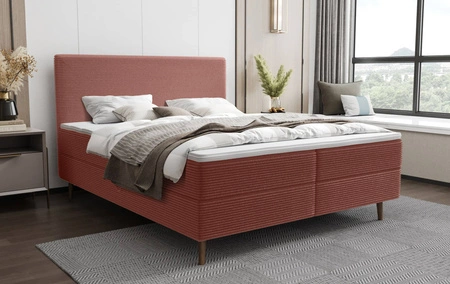 Boxspringbett Totti 160x200 Indisch rosa stilvolles Bett mit Bettzeug Lagerung dreidimensionalen Stoff mit ausdrucksstarken Streifen