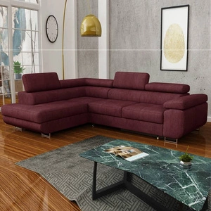 Ecksofa mit Schlaffunktion Ganta kastanienbraun linke Seite moderner Veloursstoff garantiert höchsten Komfort und Funktionalität