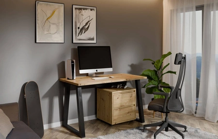 Figate Schreibtisch 130 cm Artisan Eiche / Schwarz Loft Charakter Schreibtisch für Home Office oder Jugendzimmer Designer Basis