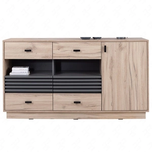 Kommode mit Schubladen Estan 155 cm Eiche estan hell / anthrazit modernes Möbeldesign hochwertige Verarbeitung Kommodenkante mit Spezialfurnier verarbeitet