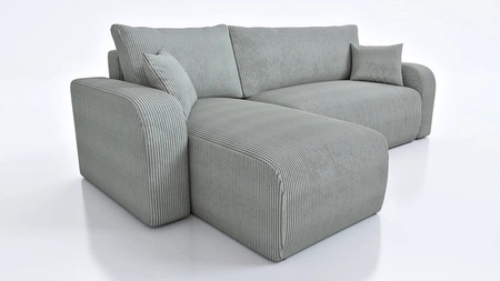 Ecksofa mit Schlaffunktion Fiesta hellgrau universal Ecksofa für Wohnzimmer Cordstoff Bettzeug Container