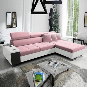 Ecksofa mit Schlaffunktion Dafni Indischem Rosa/Weiß rechtsseitig aus Samt bietet Komfort und Funktionalität während der täglichen Erholung