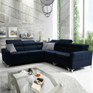 Ecksofa mit Schlaffunktion Rava IV navy blue velvet right-hand corner sofa comfort for everyday lounging container for bedding