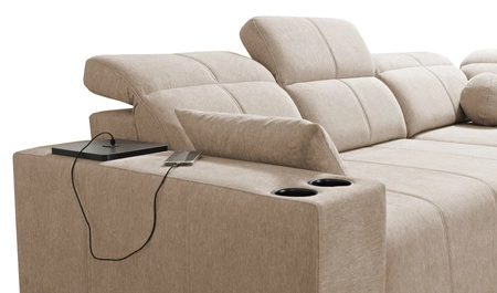 Ecksofa mit Schlaffunktion Tesalia II blau rechts Komfort-Ecksofa für Wohnzimmer mit verschiebbarer Rückenlehne Bettzeug-Container