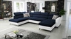 Ecksofa mit Schlaffunktion Savona VI marineblau / weiß rechts elegantes und bequemes Ecksofa für das Wohnzimmer zwei Container für Bettzeug 