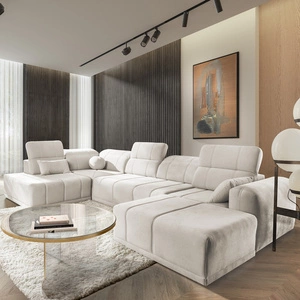 Ecksofa mit Schlaffunktion Cetara VI creme rechts komfortables und stilvolles Ecksofa mit verschiebbaren Rückenlehnen