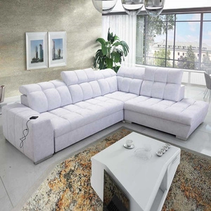 Ecksofa mit Schlaffunktion Luigi VII Esche grau rechte Ecke bequemes Schlafsofa in moderner Form