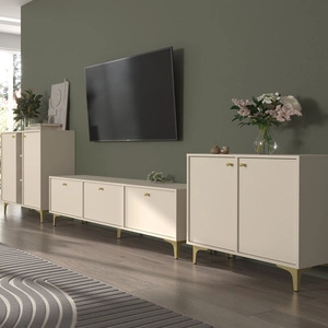 Möbel Kioto I beige stilvolles Design Wohnzimmer Möbel elegante Möbel von einem Metall goldenen Basis subtilen Griffe unterstützt