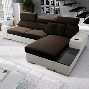 Ecksofa mit Schlaffunktion Provo braun / weiß rechtes Ecksofa mit Bettkasten und Funktionserweiterung